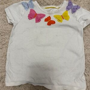 Boden Kids T-Shirt with Colorful Butterfly Accents - White